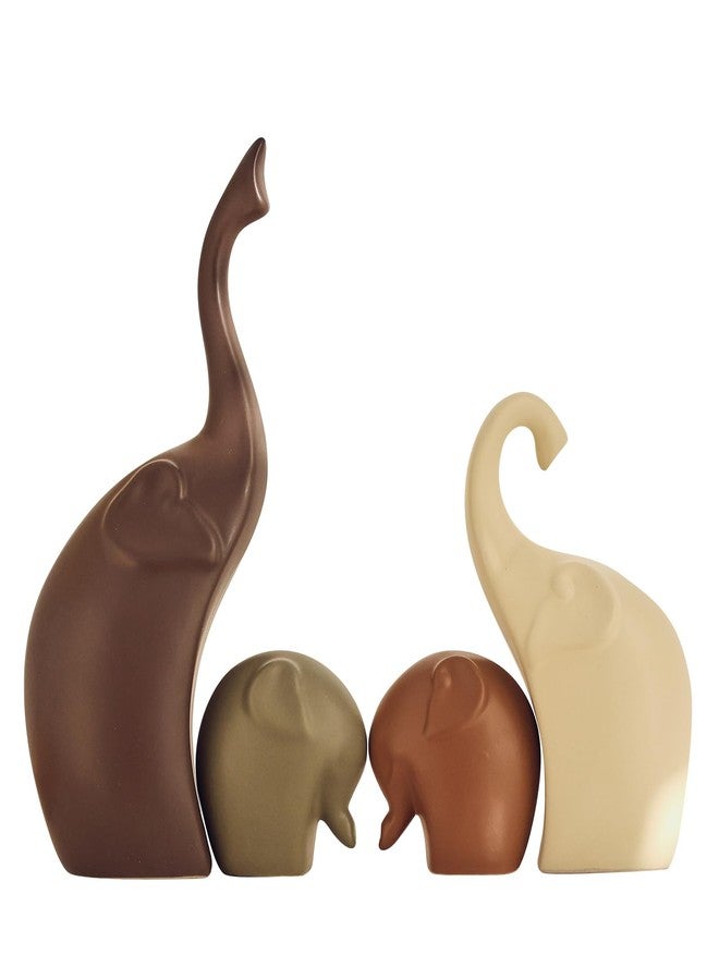 EABOSON Ceramic Modern Art 4 Pcs Elephant Statue Decorations for Home, Office, Living Room, Bedroom - Creative Sculptures Home Decor for Bookshelf, Desk - Collectible Figurines As Gifts for Family - Image 1